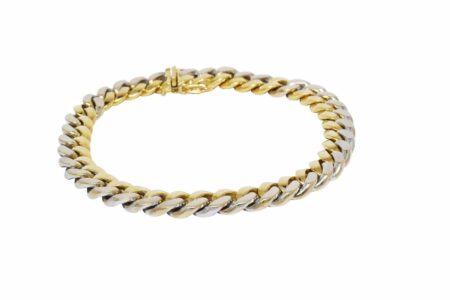 Mayors 8mm Solid Cuban Link Bracelet in 18k Yellow & White Gold 8"