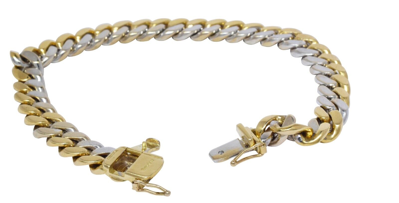 Mayors 8mm Solid Cuban Link Bracelet in 18k Yellow & White Gold 8
