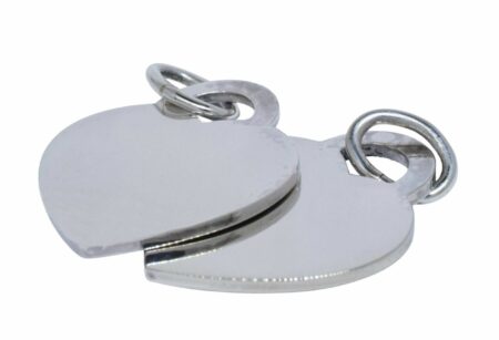 Tiffany & Co 925 Sterling Silver Set of 2 Plain Heart Charm Pendant w/ Pouch