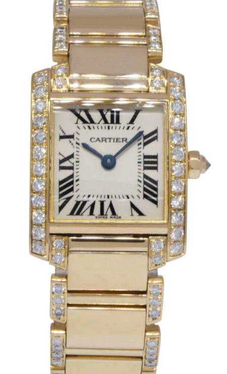 Cartier Tank Francaise Small 18k Yellow Gold Diamond Ladies Watch 2385