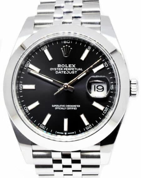 NOS Rolex Datejust 41 Steel Black Dial Jubilee Bracelet Watch B/P '21 126300