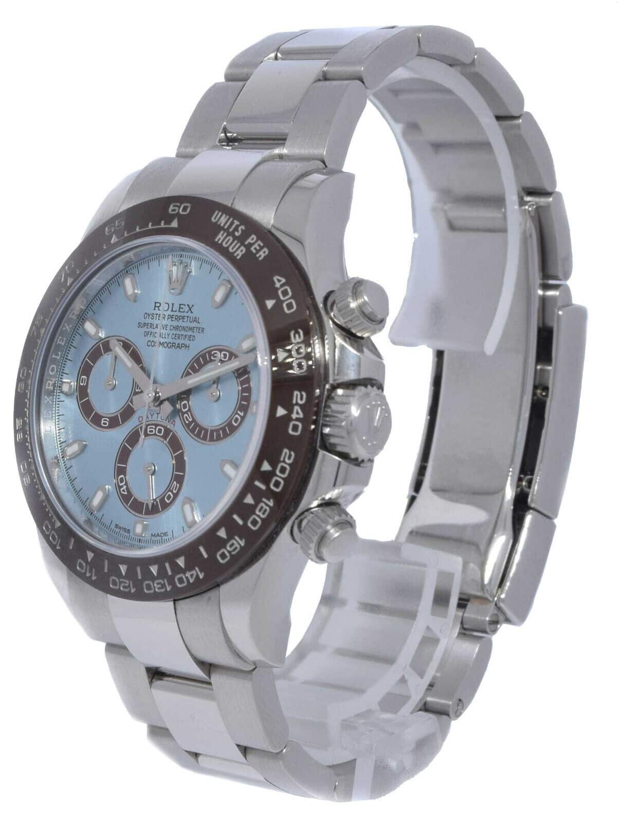 NEW Rolex Daytona Chronograph Platinum Ice Blue Dial Watch B/P '23' 116506  - Jewels in Time