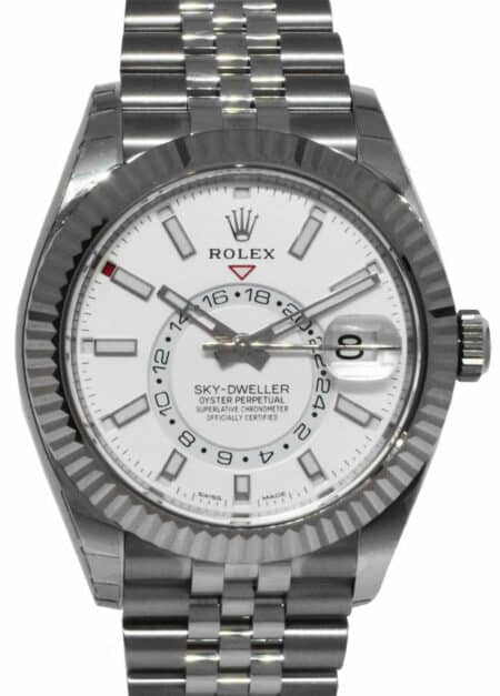NOS Rolex Sky-Dweller Steel /18k WG 42mm White Dial Jubilee Watch B/P '21 326934