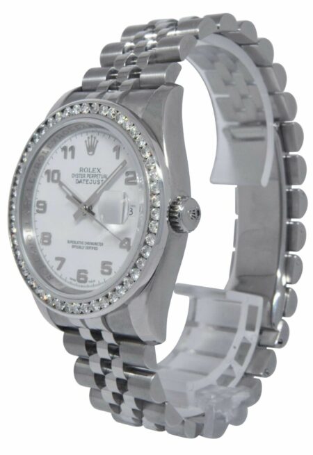 Rolex Datejust Steel White Dial & Diamond Bezel Roulette Date 36mm Watch 116200
