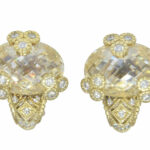 Judith Ripka Ladies 18K Gold Crystal & Diamond Earrings