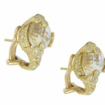 Judith Ripka Ladies 18K Gold Crystal & Diamond Earrings
