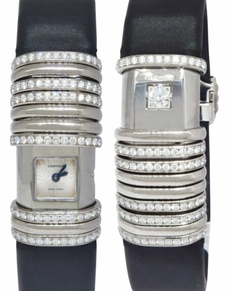 Cartier Declaration 18k White Gold & Titanium Diamond Ladies Watch B/P 2611