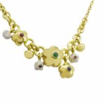Ladies Dangle Charm Necklace 18K Yellow Gold 16.5"