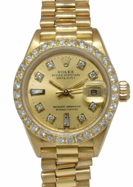 Rolex Datejust 18k Yellow Gold Champagne Diamond Ladies Watch L 69178