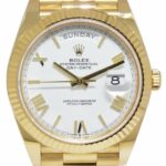 NOS Rolex Day-Date 40 President 18k Yellow Gold White Dial Watch B/P '21 228238