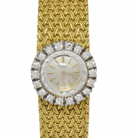 Universal Geneve Vintage 18k Yellow Gold Diamond Ladies 20mm Manual Dress Watch
