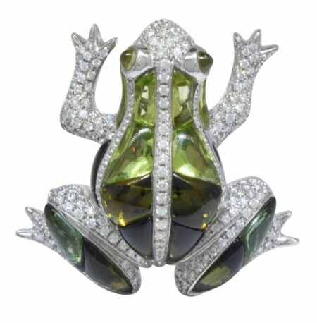 Garavelli Ladies 18K Gold,Diamond & Peridot Frog Brooch