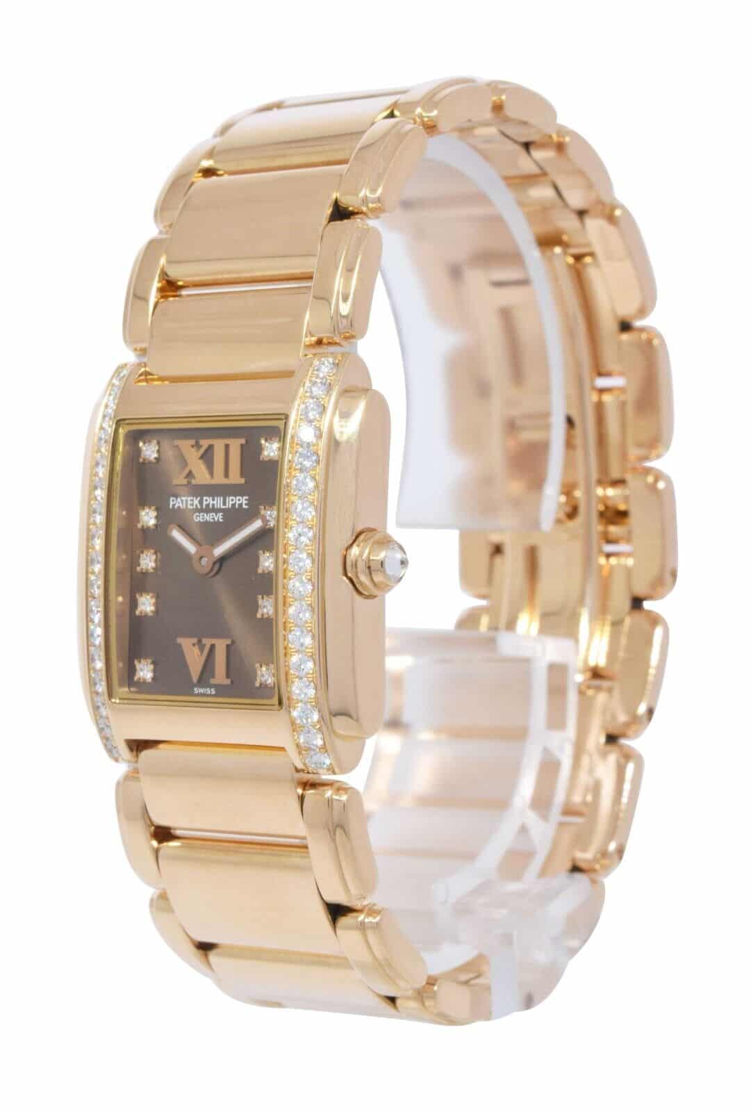 Patek Philippe Twenty-4 18k Rose Gold Chocolate Diamond Watch B/P 4908/11R-010