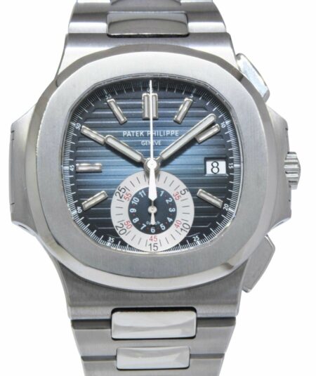 Patek Philippe Nautilus 5980 Chronograph Steel Blue Dial Watch B/P '13 5980/1A