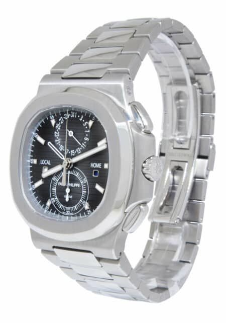 Patek Philippe Nautilus 5990 Chrono/GMT Steel Black Dial Watch B/P '19 5990/1A