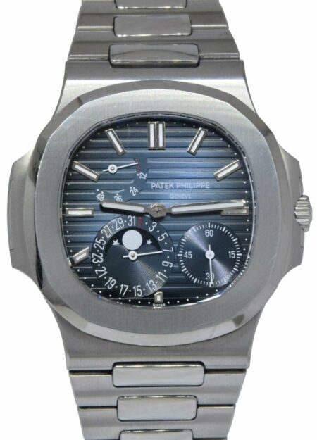 Patek Philippe Nautilus Complication S. Steel Blue DIal Watch B/P '14 5712/1A