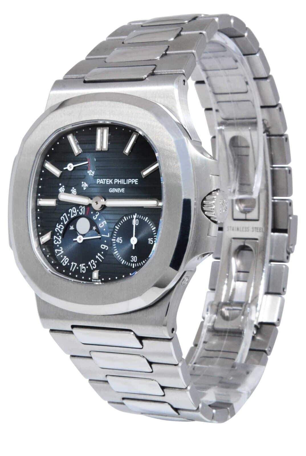 Patek Philippe Nautilus Complication S. Steel Blue DIal Watch B/P '14 5712/1A