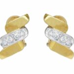 Ladies Bead Set Diamond Earrings in 18k Yellow Gold