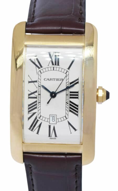 Cartier Tank Americaine Large 18k Yellow Gold Mens Automatic Watch 1740