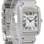 Cartier Tank Francaise Small 18k White Gold & Diamonds Ladies 20mm Watch 2403