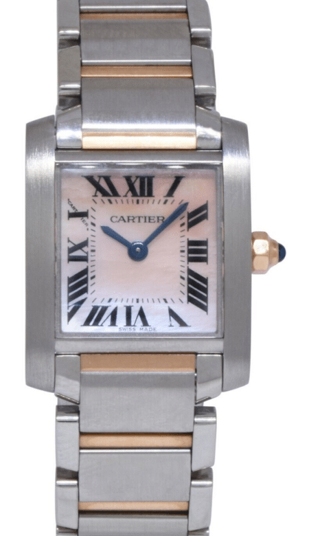 Cartier Tank Francaise Small 18k Rose Gold/Steel Pink MOP Dial Ladies Watch 2384