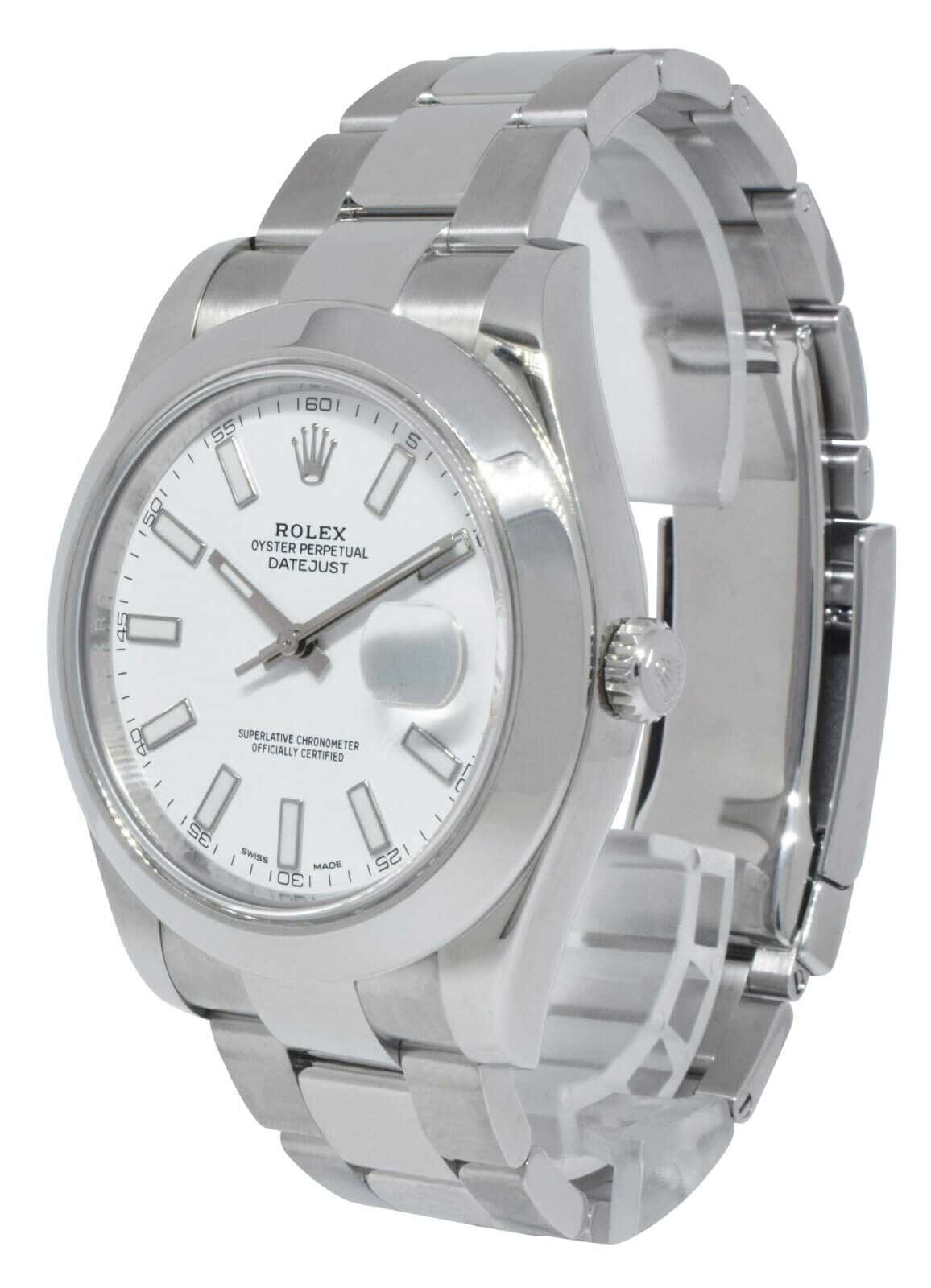 Rolex Datejust II Steel White Index Dial Mens Oyster 41mm Watch 12+ 116300