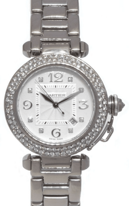 Cartier Pasha 18k White Gold Diamond Dial/Bezel Ladies 32mm Automatic Watch 2398