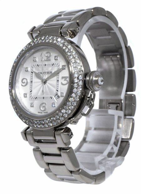 Cartier Pasha 18k White Gold Diamond Dial/Bezel Ladies 32mm Automatic Watch 2398