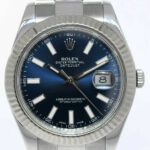 Rolex Datejust II Steel /18k Gold Bezel Blue Dial Mens 41mm Watch 116334