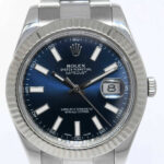 Rolex Datejust II Steel /18k Gold Bezel Blue Dial Mens 41mm Watch 116334