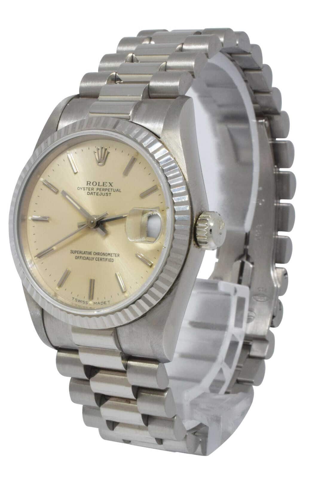 Rolex Datejust President 18k White Gold Silver Dial Ladies 31 Watch B/P E 68279