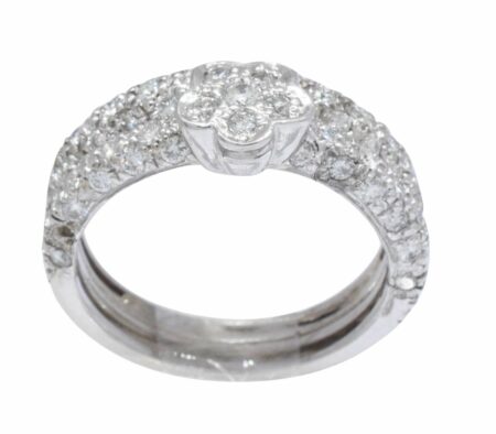 0.90 Carat Pave Diamond & 14k White Gold Ring Size 5.5