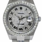 Rolex Datejust II Steel Pave Diamond Roman Dial & Bezel 41mm Oyster Watch 116300