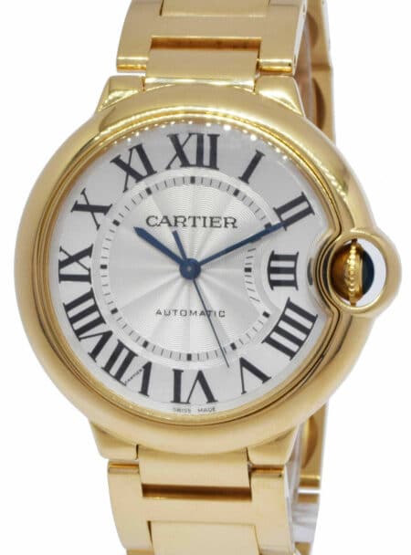 Cartier Ballon Bleu 36mm 18k Yellow Gold Silver Dial Auto Watch WGBB0011  3002
