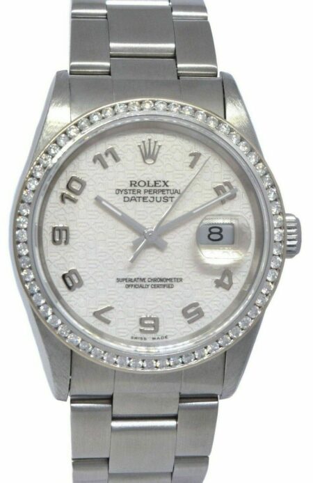 Rolex Datejust Steel Diamond Bezel Silver Jubilee Dial 36mm Watch U 16200