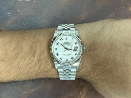 Rolex Datejust Steel & 18k White Gold Bezel MOP Dial Mens 36mm Watch K 16234