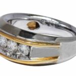 Men's 14K Yellow & White Gold Diamond Ring 10.5