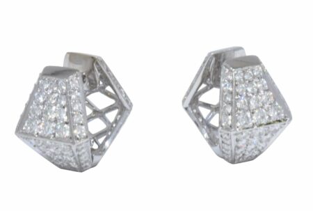 Earrings 18k White Gold Pave Diamond Huggie Earrings