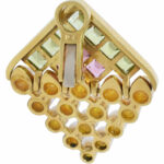 Ladies 18K Gold Peridot Rhodolite Pearl Earrings