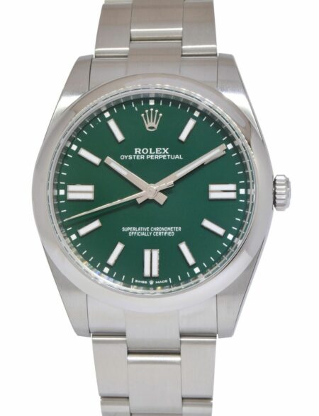 NEW Rolex Oyster Perpetual 41 Steel Green Dial Mens Watch Box/Papers '21 124300