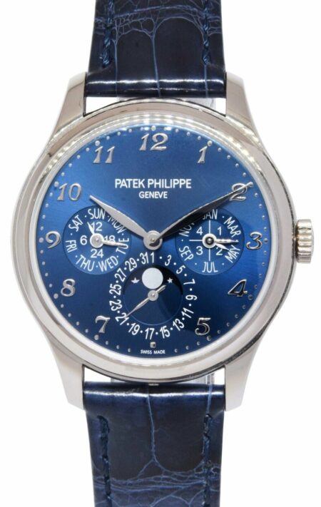 Patek Philippe Perpetual Calendar White Gold Blue Dial Mens 39mm Watch B/P 5327g