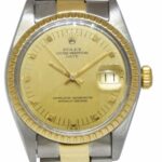 Rolex Date 14k Yellow Gold/Steel Champagne Dial Mens 34mm Vintage Watch 1505
