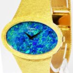 Chopard Mens Vintage 18k Yellow Gold and Black Opal Bracelet Watch 5038