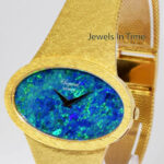 Chopard Mens Vintage 18k Yellow Gold and Black Opal Bracelet Watch 5038