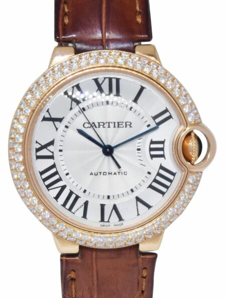 Cartier Ballon Bleu 18k Rose Gold & Diamond 36mm Automatic Watch 3003
