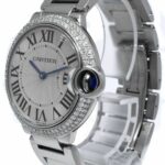 Cartier Ballon Bleu Steel & Diamond Ladies 36mm Quartz Watch 3284