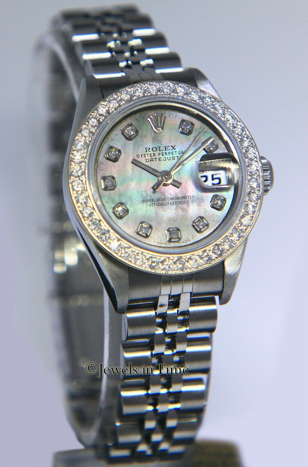 Rolex Datejust Steel Black MOP Diamond Dial/Bezel Ladies 26mm Watch 79160