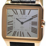 Cartier Santos Dumont 18k RG Silver Roman Dial Mens Watch 35mm Box/Papers 2650