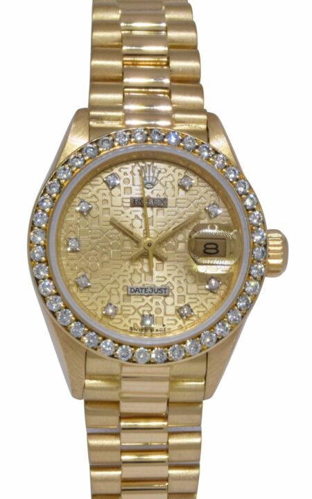 Rolex Datejust President 18k Yellow Gold Jubilee Diamond 26mm Watch '86 69138