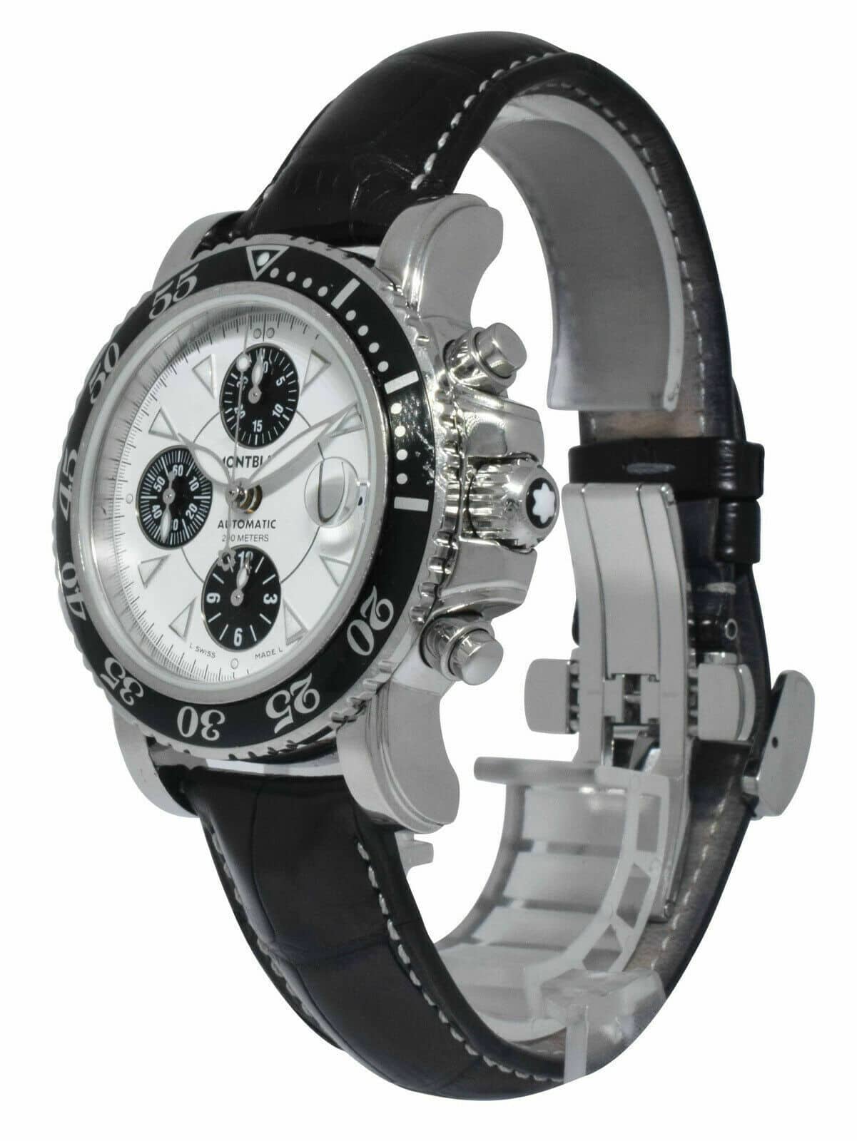 Montblanc Meisterstuck Chronograph Steel White Panda Dial 41.5mm Watch +Box 7034